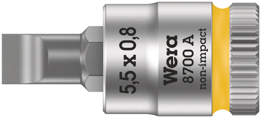 8700 A FL Slotted screws Zyklop bit socket, 1/4" drive, 0.8 x 5.5 x 28 mm