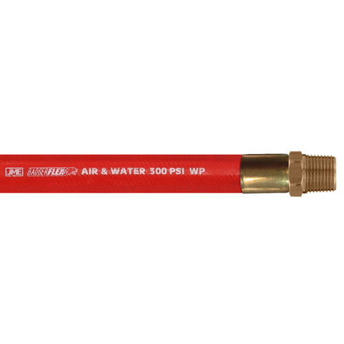 BadgerFlex 3/8 in. Air & Water Hose Assembly w/ Crimped Male NPT Ends - Red