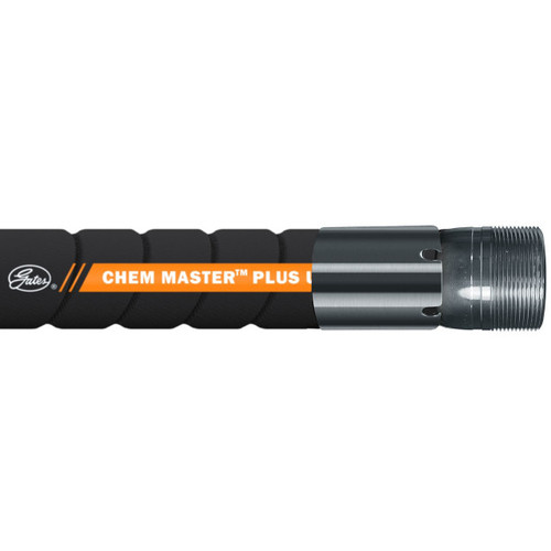 Gates 3 in. Chem Master Plus XLPE 200 PSI SD Black Chemical Hose w/ Stainless Male NPT Ends