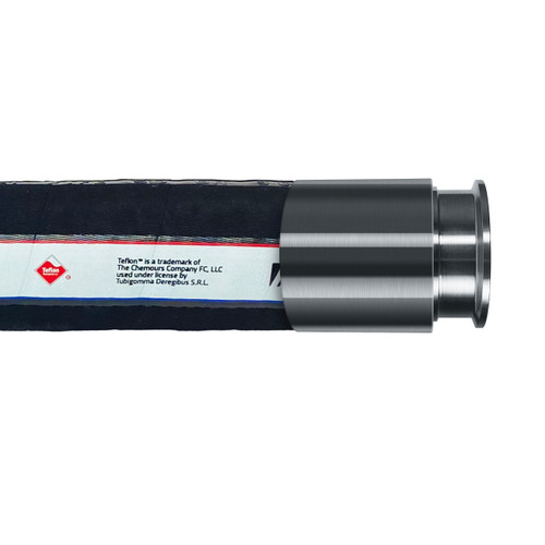 Tudertechnica Tufluor White PTFE 1 1/2 in. Chemical Suction & Delivery Hose 250 PSI Assemblies w/ 3A Tri-Clamp Ends