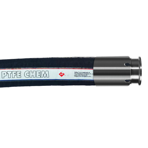 Tudertechnica Tufluor Black PTFE Chem Full Conductive 3 in. Chemical Suction & Delivery Hose Assemblies 250 PSI w/ Stainless Steel Tri-Clamp Ends