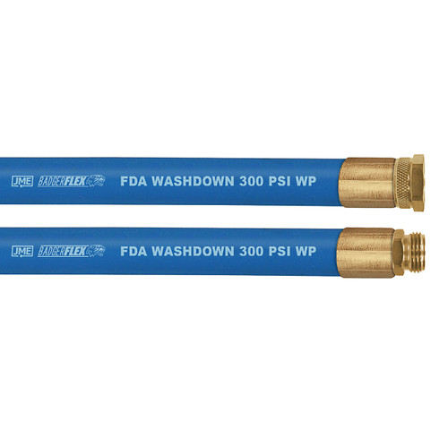 BadgerFlex 3/4 in. Washdown Hose Assembly w/ Garden Hose Thread Fittings - Blue