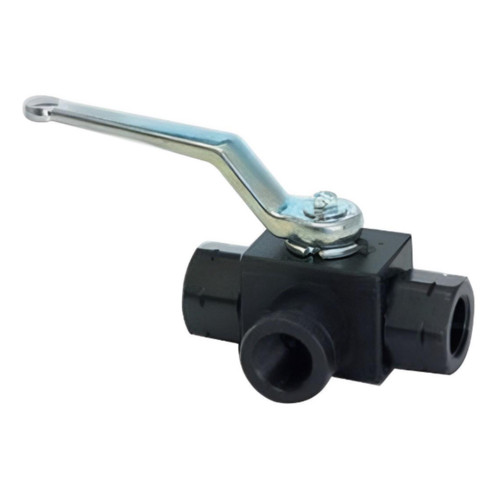 PCI BK3-38-SAE-1125-L 3/8 in. x 9/16 in. -18 ORB Full Port Three-Way Diverter Valve - 5880 PSI, Black Oxide Coating