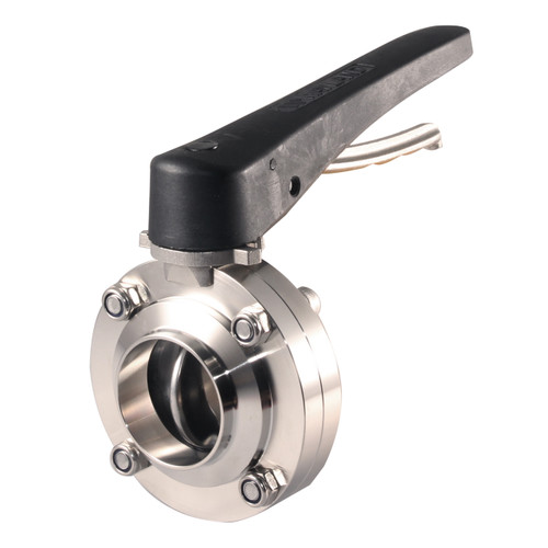 Wayland Ind. W6BFVBW Butt Weld Butterfly Valve Silicone 316L Stainless Steel w/ Black Plastic Trigger Handle