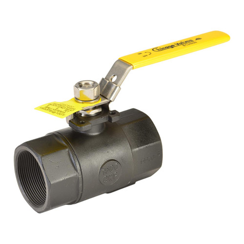 Chicago Valves 2446KSR015 1 1/2 in. Carbon Steel Ball Valve - Threaded, 1500 PSI W/ Spring Return Handle