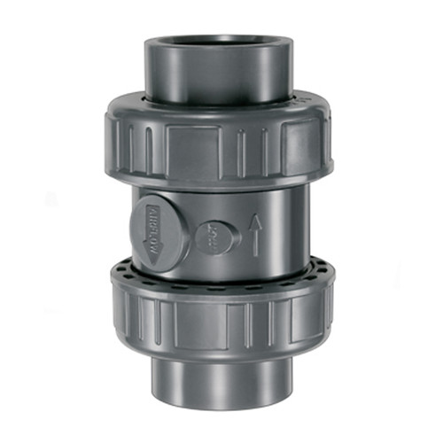 Chemline Plastics EC Series Ball Check Valve, PVC Body, FKM O-Rings, Socket Ends
