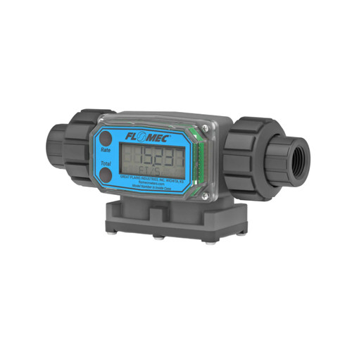GPI G2P-05-N-Q 1/2 in. NPT Industrial PVDF Body Turbine Flow Meter w/ Battery Powered Display
