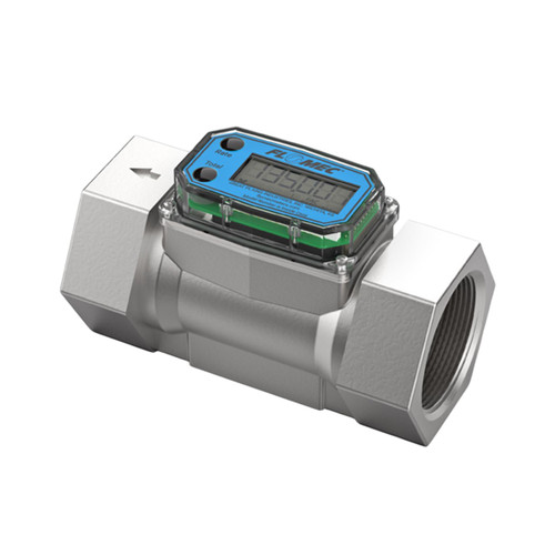 GPI G2S20NQ9GMB 2 in. NPT Industrial Stainless Steel Turbine Flow Meter w/ Battery Powered Display