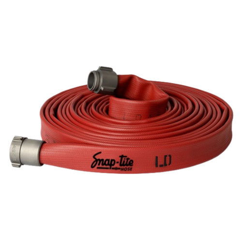 Snap-Tite LD LD25X25R25NBR 2 1/2 in. Lightweight Nitrile Rubber Fire Hose w/ NH Brass Rocker Lug Ends - 25 ft., Red