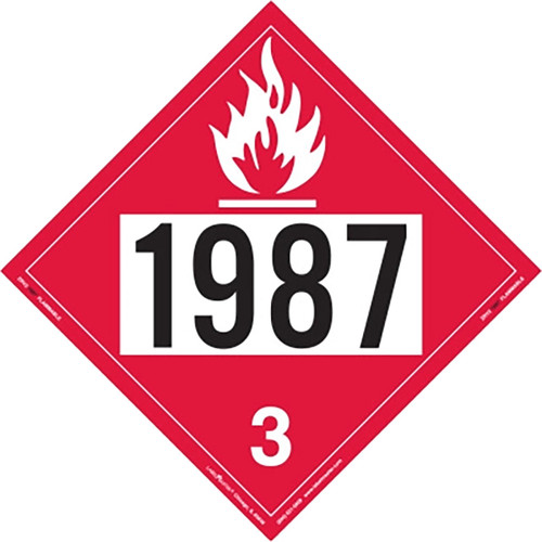 Labelmaster UN 1987 Rigid Vinyl Flammable Liquid Placard