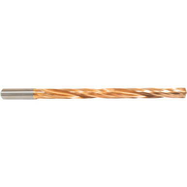 1/4" Dia 8 mm Shank 108 mm Flute Length 146 mm OAL, 12xD, 135 Degree, ZrCN, 2 Flute, Coolant Thru, Round Solid Carbide Drill Series/List #NG05 MT711444071