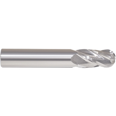 25/64" Dia. x 7/16" Shank x 1" DOC x 2-3/4" OAL, Carbide Uncoated, 4 Flute, Ballnose End Mill Series/List #5942 MT3257183