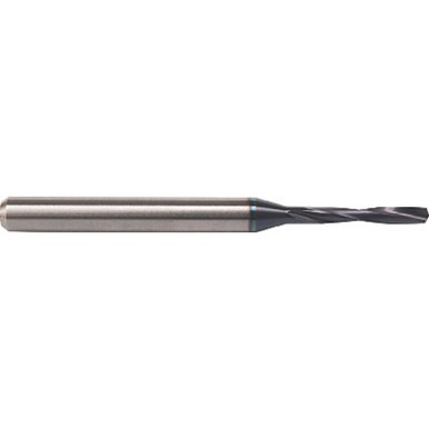 1.65 mm Dia.mm Shank x 12.19 mm Flute Length x 1-1/2" OAL, Miniature, 135 Degree, Bright, 2 Flute, External Coolant, Round Solid Carbide Drill Series/List #5373 MT9453806