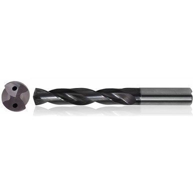 3.1 mm Dia. x 6 mm Shank x 20 mm Flute Length x 62 mm OAL, 3xD, TiAlCN, 2 Flute, Coolant Thru, h6, Cylindrical, Solid Carbide Drill Series/List #NG12 MT021126198