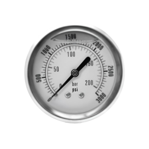 PCI PCLG-30-OV-B Liquid Filled 2 1/2 in. Stainless Case x 1/4 in. NPT Back Mount Pressure Gauge, -30HG - 0 PSI