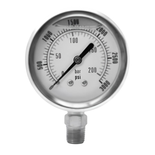 PCI PCLG-600P Liquid Filled 2 1/2 in. Stainless Case x 1/4 in. NPT Bottom Mount Pressure Gauge, 0 - 600 PSI
