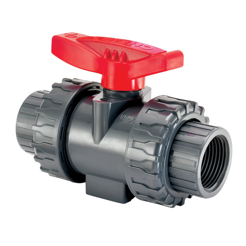 Chemline Plastics Type 20 True Union PVC Ball Valve w/ EPDM O-Rings, Threaded Ends