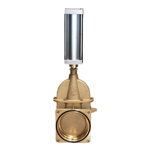 RIV Perla Piston Valve 4 Bolt Flange X Flange W/ Double Acting Hydraulic Cylinder Brass