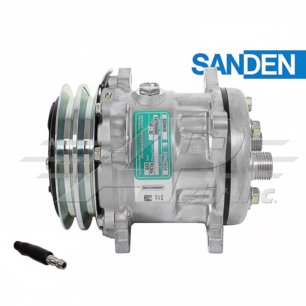 Original Sanden SD5H09, 4.9" 2 Groove Clutch, Horizontal 8 & 10 O-Ring for Ford/New Holland & JCB