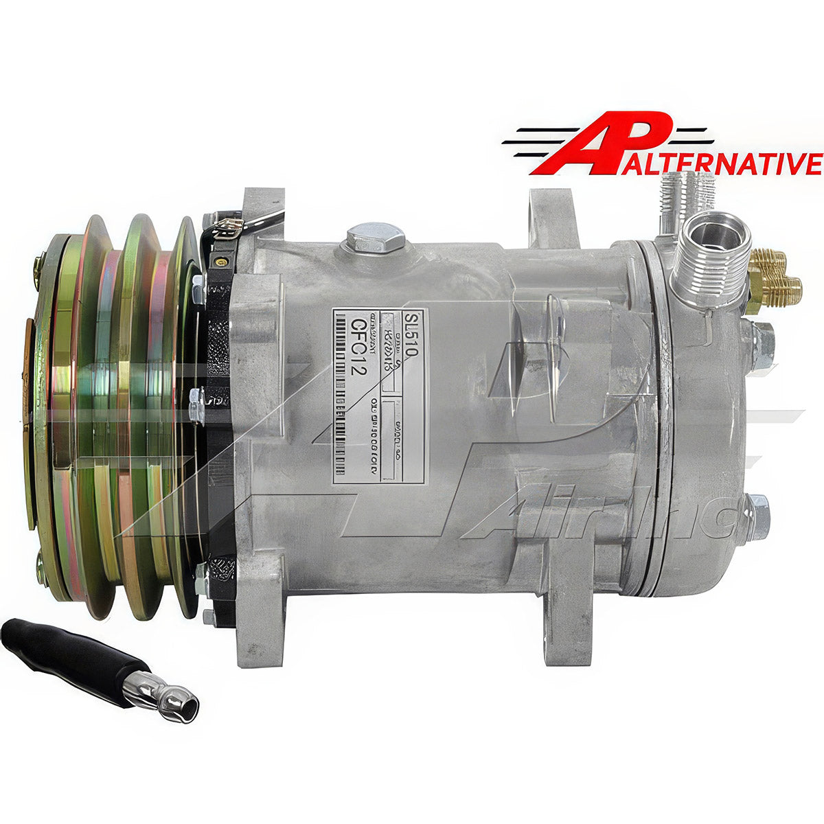 Sanden SD510 Heavy-Duty , 5 1/4" 2 Groove Clutch, Vertical 8 And 10 O-Ring for Case IH & Massey Ferguson