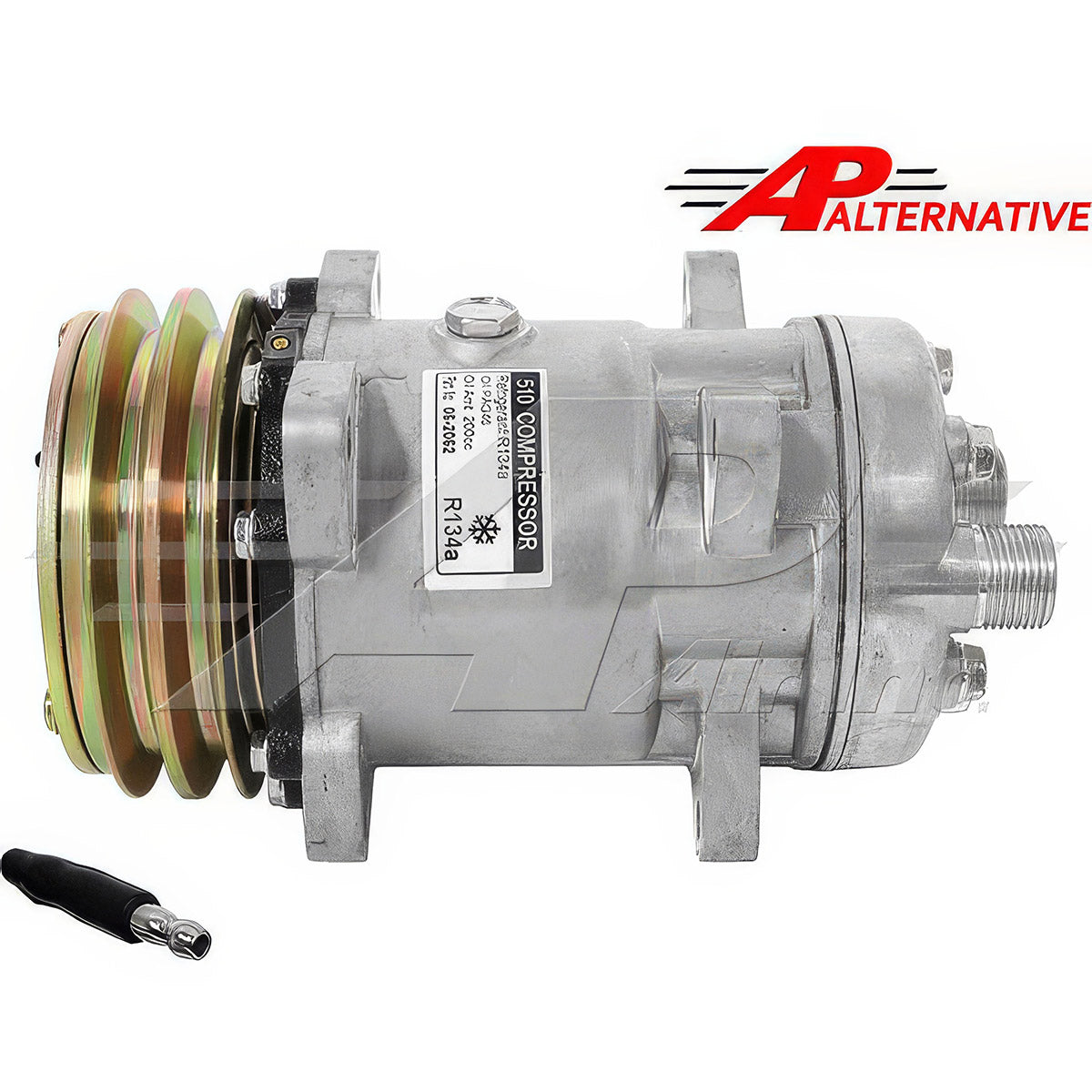 Sanden SD510, 5 1/4" 2 Groove Clutch, Horizontal Tube O-Ring for Ford/New Holland & Massey Ferguson