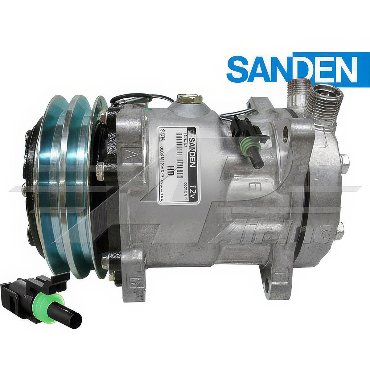 OEM Sanden Compressor SD7H15 - 132mm, 2 Groove Clutch, 12V for JCB