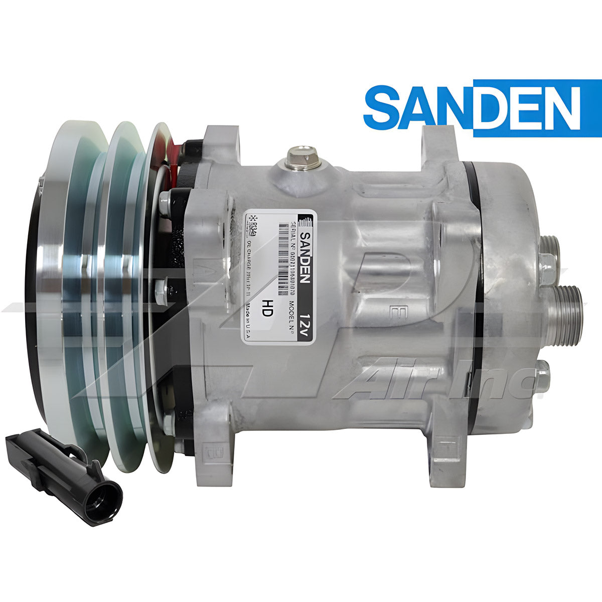 Original Sanden SD7H15, 6" 2 Groove Clutch, Horizontal Tube O-Ring for Case IH & Ford/New Holland