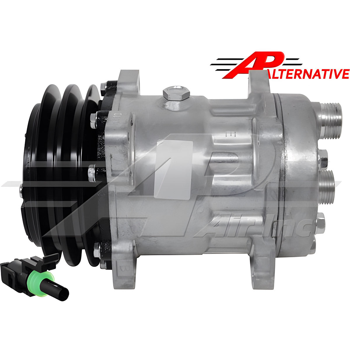 Sanden SD7H15, 5 1/4" 2 Groove Clutch, Horizontal Tube O-Ring, 12 Volt for Case IH & Massey Ferguson