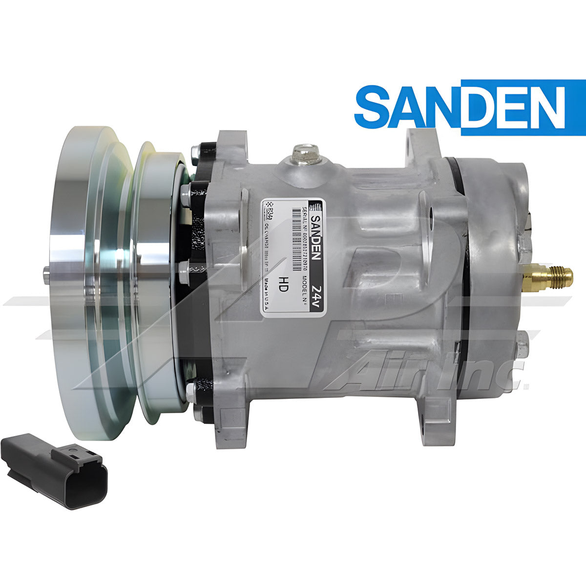 OEM Sanden Compressor SD7H15 - 138mm, Single Groove Clutch, 24V for Caterpillar & Terex