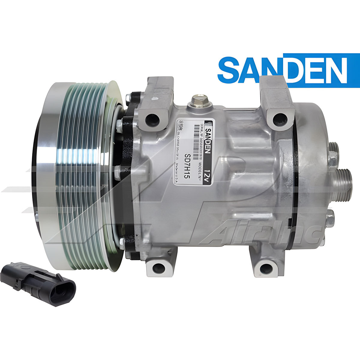Sanden SD7H15SHD, 6" 8 Groove Clutch, 12V for Ford/New Holland & Case IH