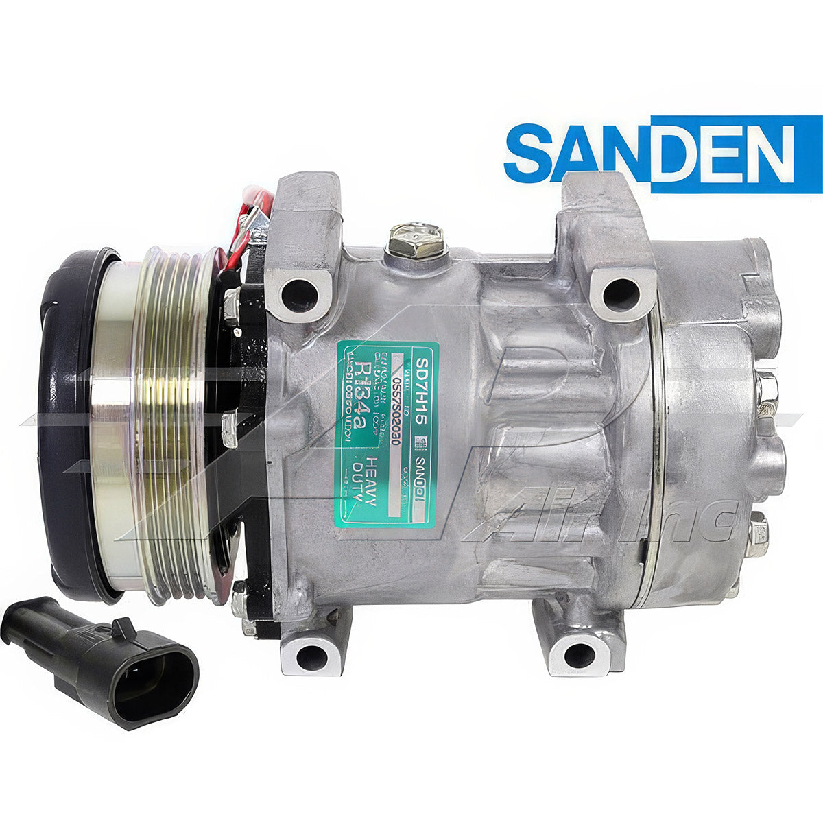Original Sanden SD7H15, 4.4" 4 Groove Clutch, Direct Mount, Wv Head, 2 Wire for Case IH & Ford/New Holland
