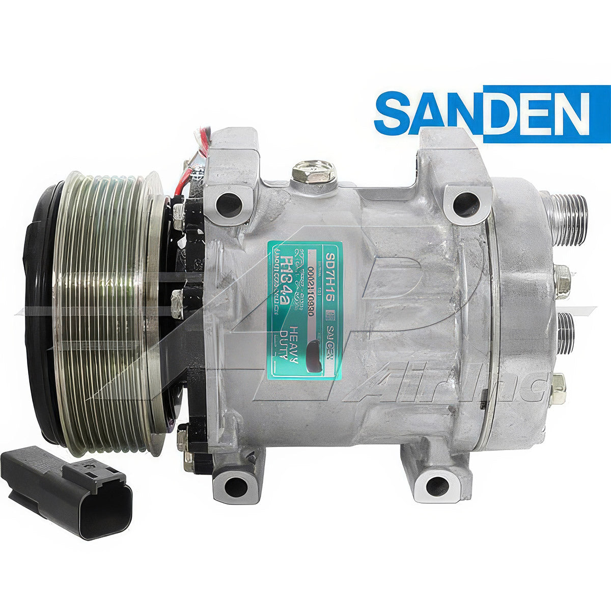 OEM Sanden Compressor SD7H15 - 119mm, 8 Groove Clutch, 12V for JCB