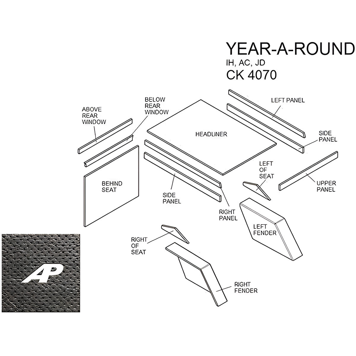 Year Around Cab Kit With Headliner - Black for International