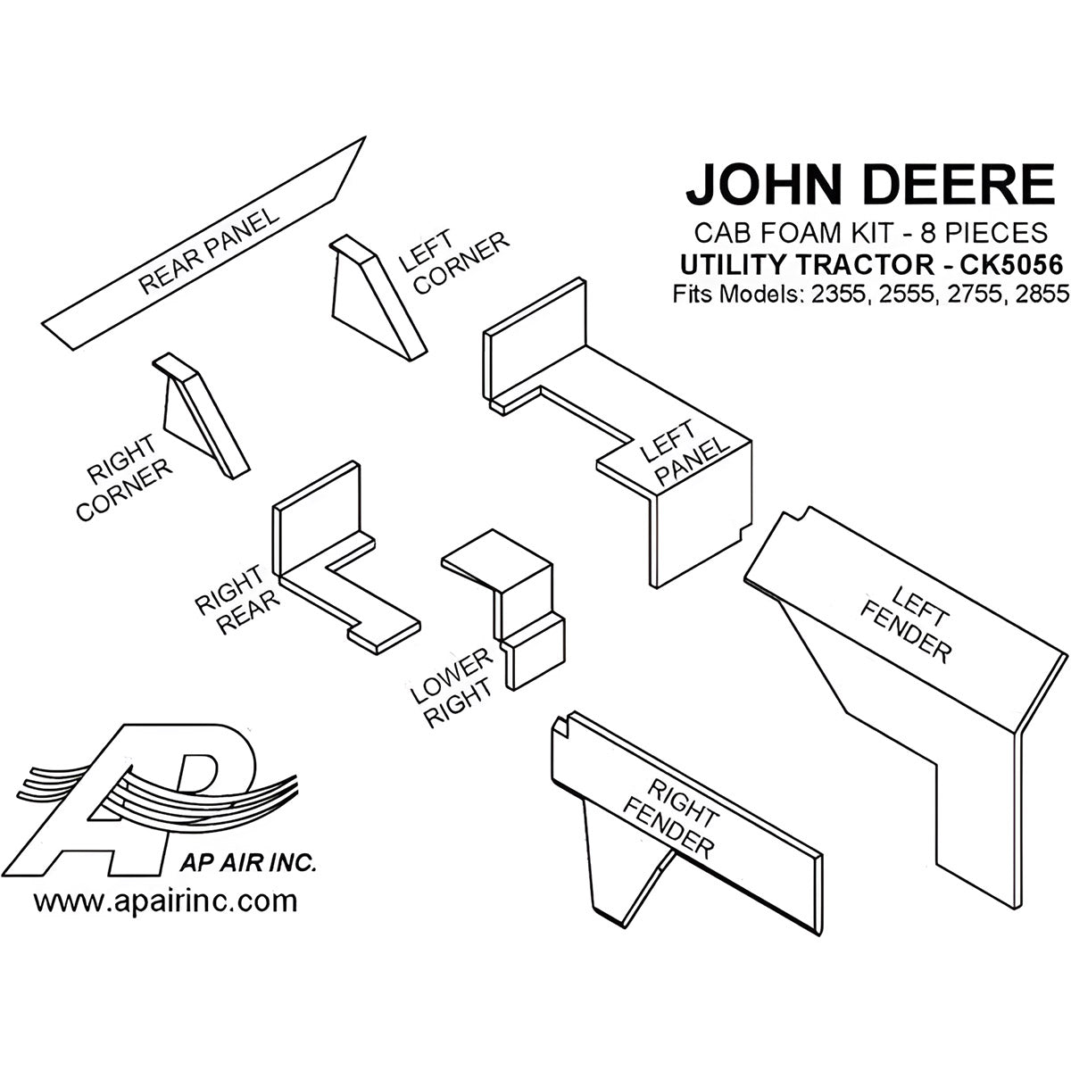 Early Series Lower Cab Kit - Brindle Brown for John Deere L55110