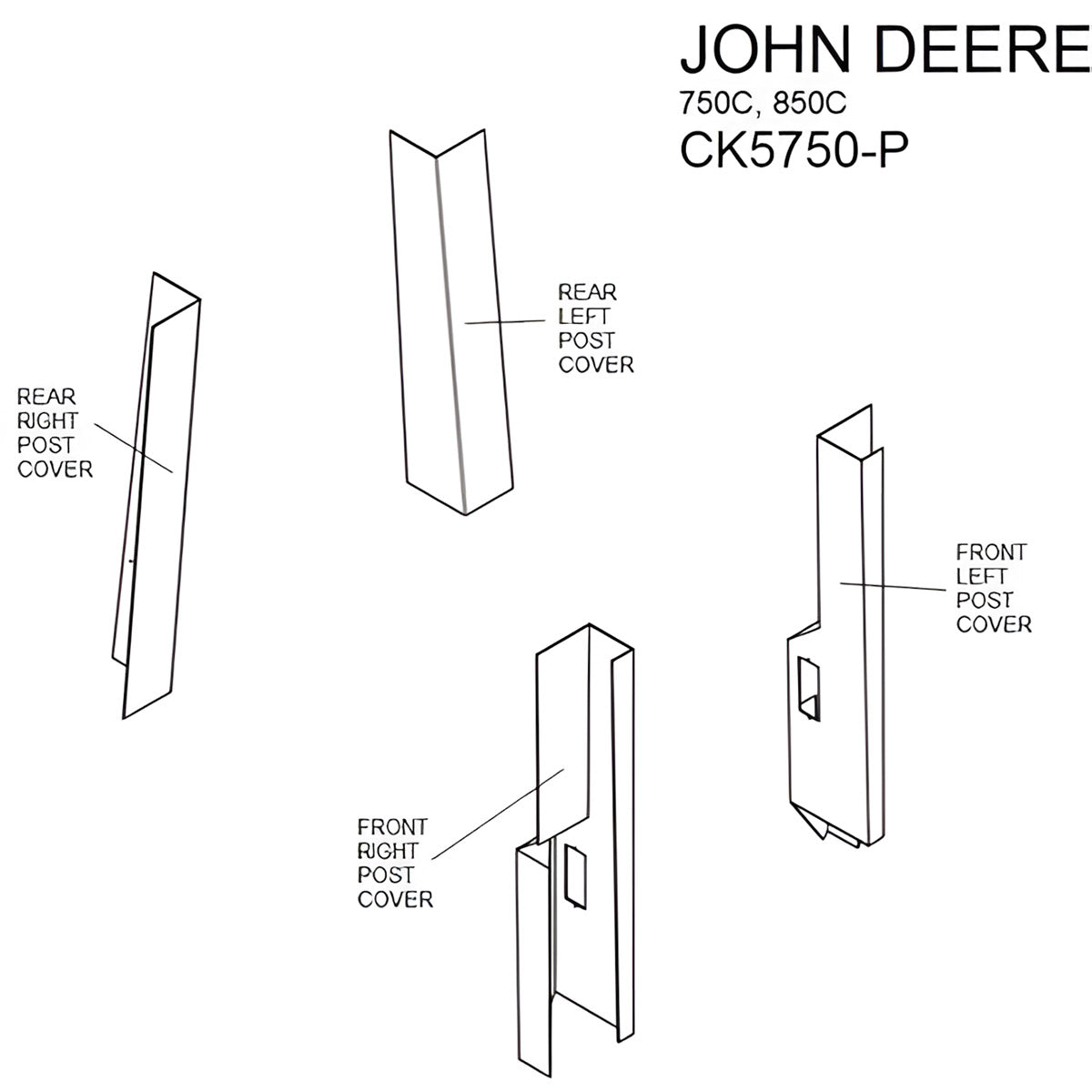 Dozer Post Kit Covers - Sailcloth Tan for John Deere