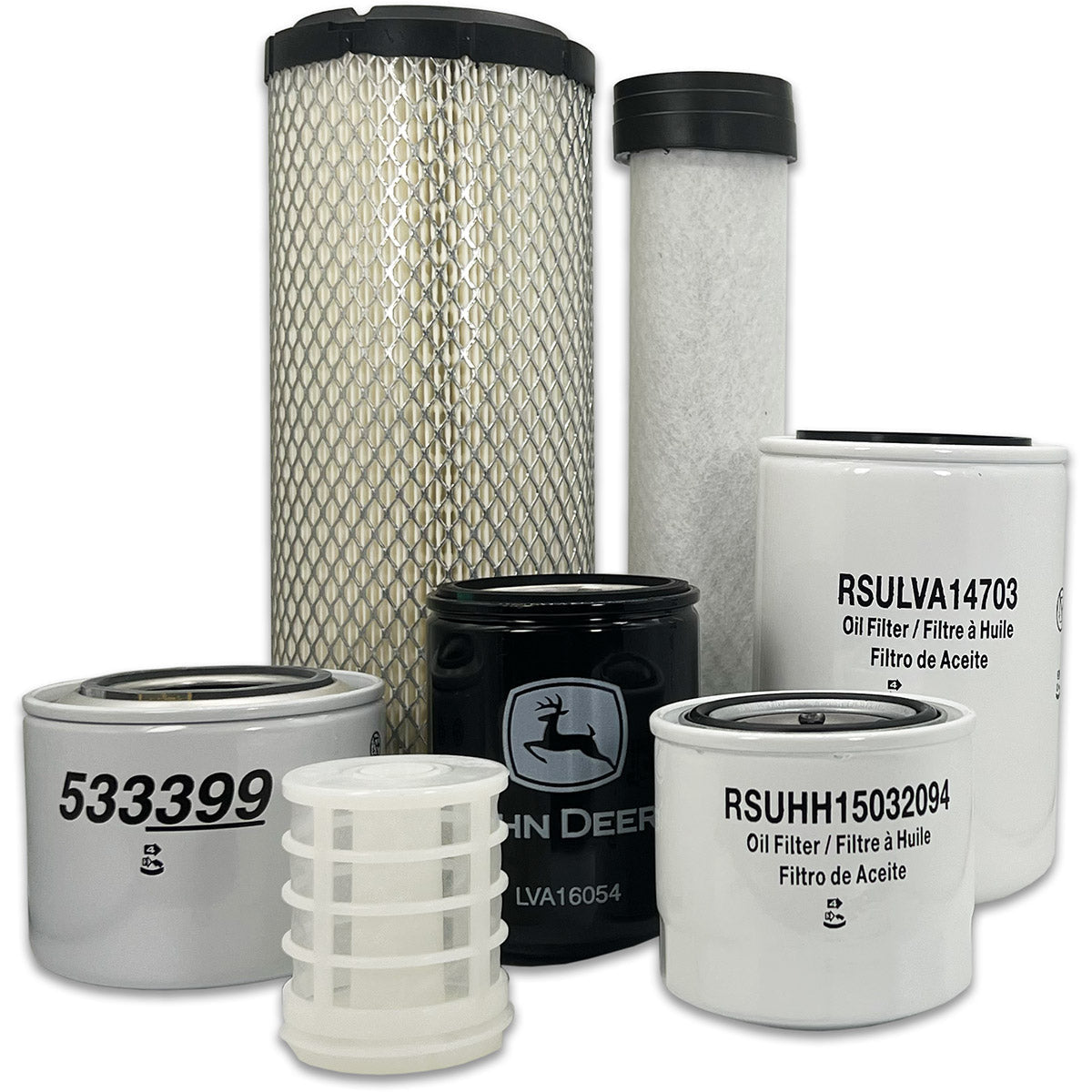 HERO Maintenance Filter Kit for John Deere 3025E Utility Tractor Model Year 2022 & Above (New Style Air Filter)