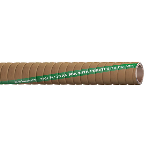 Continental ContiTech Tan Flextra 2 in. FDA Material Handling Hose, 75 PSI - Hose Only