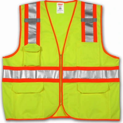 Job Sight Hi-Viz Vest, ANSI 107 Class II, Lime/Yellow Polyester Mesh, XXL/XXXL
