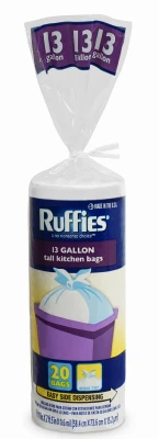 Tall Kitchen Trash Bag, White, 13 Gallon, 20-Ct.