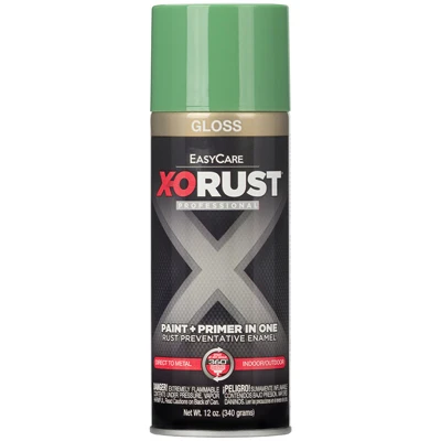 X-O Rust Anti-Rust Enamel Spray Paint & Primer, Safety Green Gloss, 12 oz.