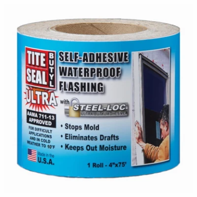 Flashing, Self-Adhesive, Waterproof, White Butyl, 4-In. x 75-Ft.