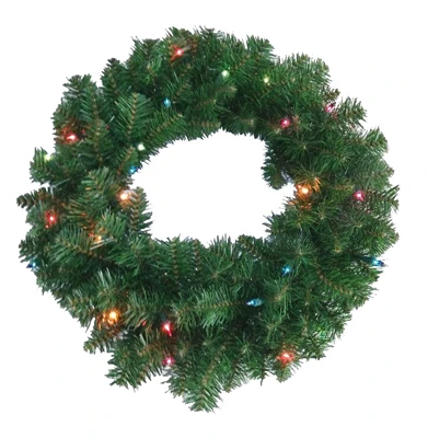 Lighted Artificial Wreath, 24-In.