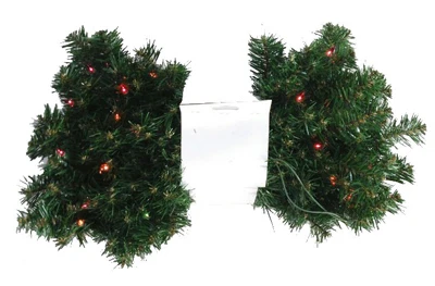 Lighted Branch Garland, Green PVC, 35 Multi-color Lights, 9-Ft.
