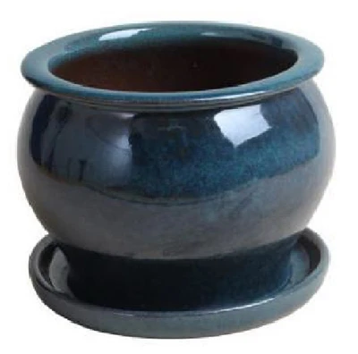 4 In. Studio Planter, Ceramic, Dripping Blue