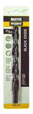 Black Oxide Drill Bit, 31/64 x 5-7/8 In.