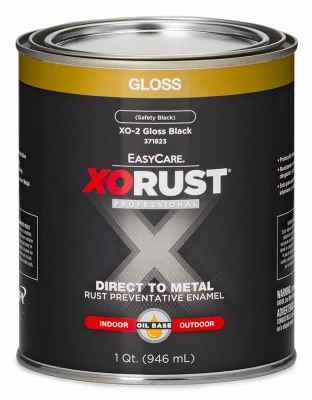 X-O Rust Premium Anti-Rust Oil-Base Enamel, Black Gloss, 1 Qt.