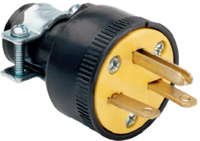 Pass & Seymour Rubber Construction Plug, Black, 2-Pole/3-Wire, 15A, 125-Volt