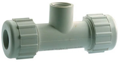 Schedule 80 PVC Compression Tee, 1-1/4 In. Female Threaded Branch