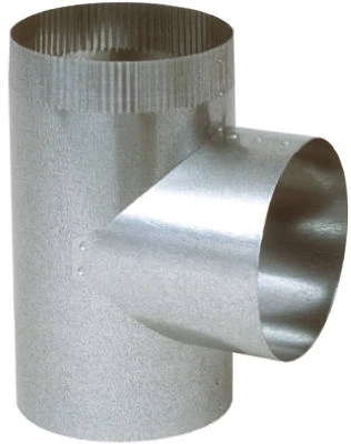 HVAC Duct Pipe Straight Tee, Galvanized, 6 x 6 x 6 In.