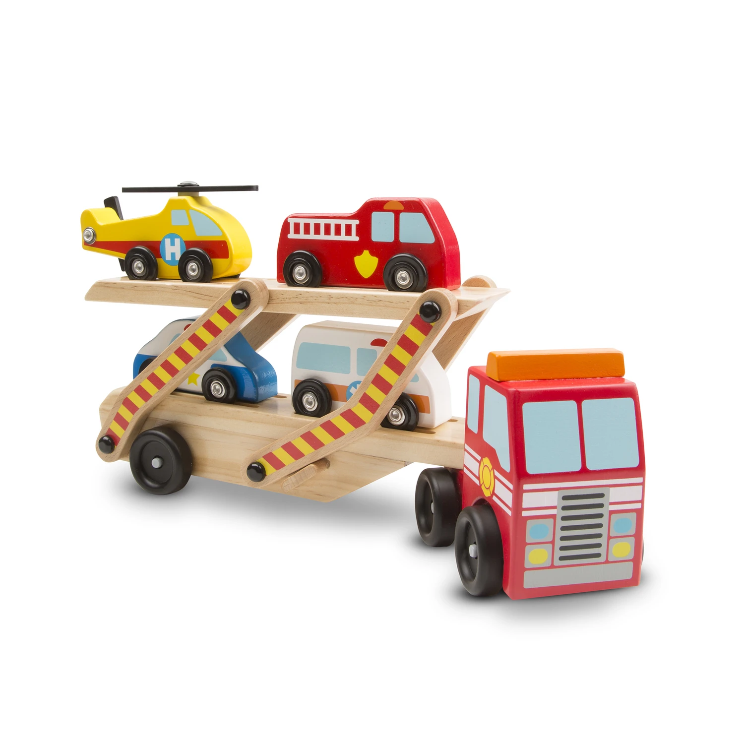 Emergency Vehicle Carrier Wooden Play Set, Ages 3 & Up